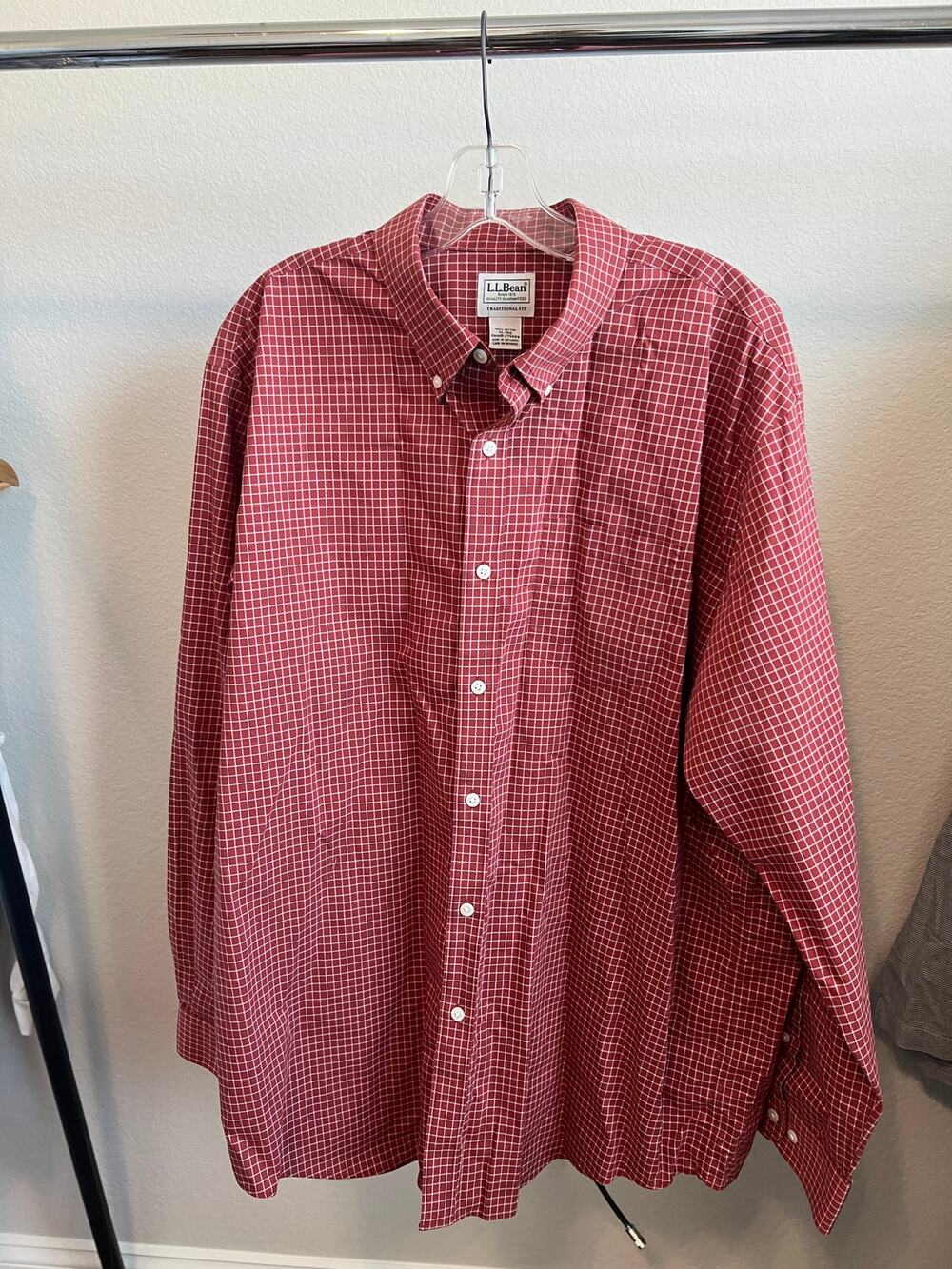 L.L. Bean Traditional Fit XL Red Plaid